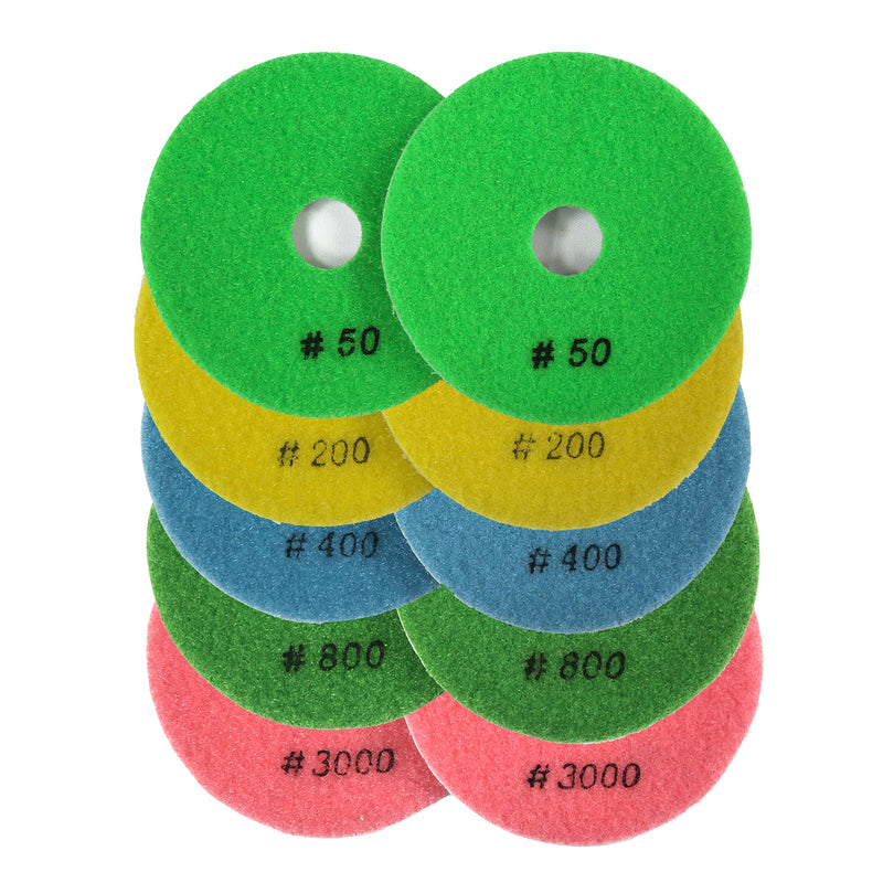 10 pcs  Diamond Polishing Pads (50 to 3000 Grit )for Concrete,Granite,Marble,Rock and Ceramic Tile Polishing