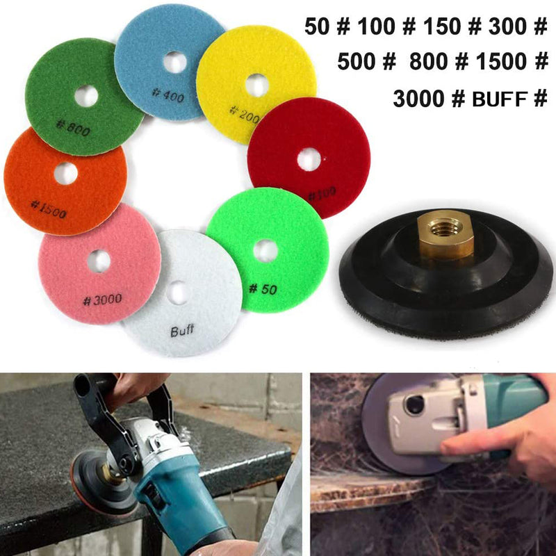 10 pcs  Diamond Polishing Pads (50 to 3000 Grit )for Concrete,Granite,Marble,Rock and Ceramic Tile Polishing