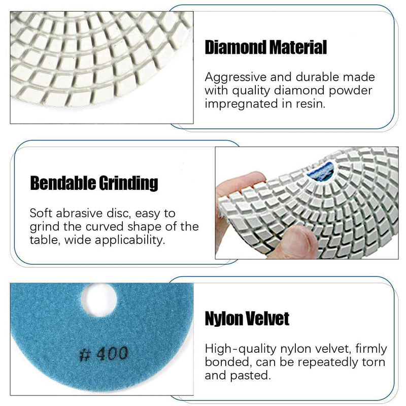 10 pcs Diamond Polishing Pads 4 inch 50 Grit for Concrete,Granite,Marble,Rock,Stone and Ceramic Tile Polishing